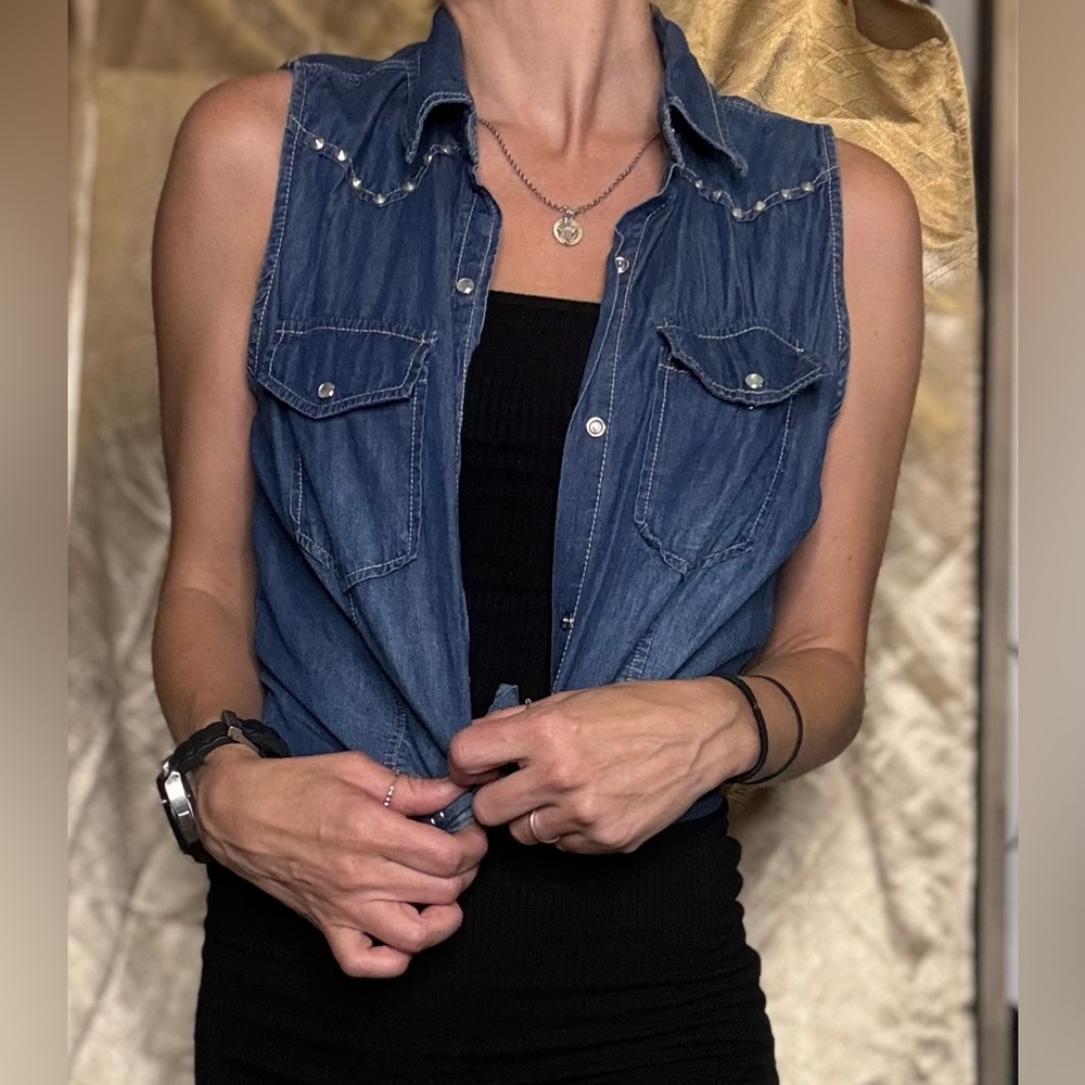 Forever 21 lightweight denim vest or button up tank top